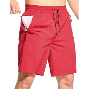 FitsT4 Sports Men's Quick Dry Swim Trunks Without Mesh Liner,Board Shorts with Pockets,Drawstring Elastic Waist,9 Inch Inseam