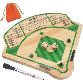Baseball Board Game,Wooden Baseball Game,20mm Thick Wooden Board with 10 Pieces & Dice,Markers,Great for Family Game Night, Party and Road Trip, Portable