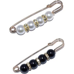 2Pieces Safety Pins Faux Pearl Brooch Pins for Women for Collar Sweater Shirt Shawl Lapel Pin