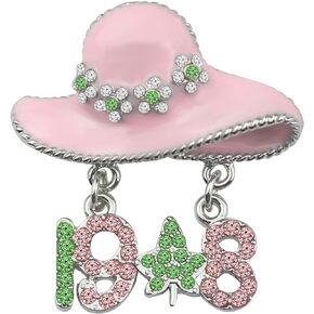 Sorority Paraphernalia Gift Greek Sorority Jewelry Pink and Green Brooch Pin for Women Girls Leaf Pedant Jewelry Sisterhood Graduation Gift