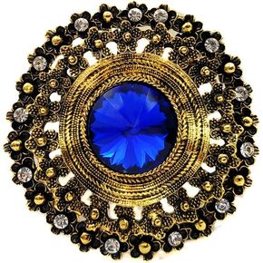 Antique Style Large Glass Stone Round Sash Brooch Pin Art Nouveau Jewelry