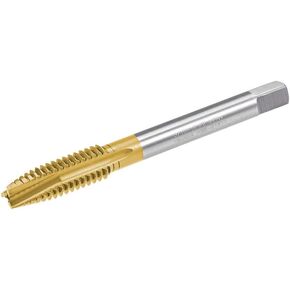 uxcell Spiral Point Plug Threading Tap UNC 5/16-18 Thread, Ground Threads H2 3 Flutes, High Speed Steel HSS 6542, Titanium Coated, Round Shank with Square End