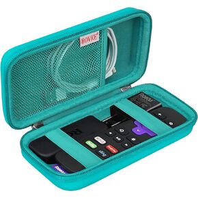 BOVKE Hard Case for Roku Voice Remote Controller, Roku Streaming Stick+ / 4K, Roku Remote Case for Roku TV Steaming Stick 3820R/ 3821R/3941R, Extra Mesh Pocket for Adapters, Cables, Black