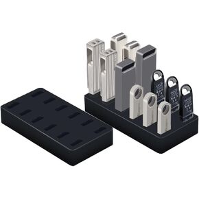 Flash Drive case USB case Organizer Silicone Material Holds 12 Thumb Drive case Office Home Portable Electronic Accessories Organizer for USB Flash Drive(Case Only) (Black)
