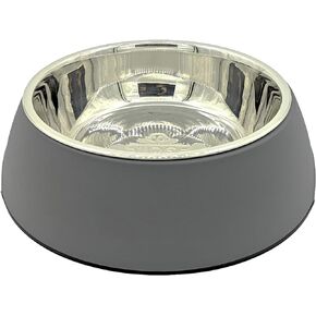 Dog Bowls Water and Food Bowls Stainless Steel Bowls with Non-Slip Resin Station, Double Wall Dog Bowl for Small Medium Large Dogs Cats (White, M)