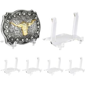 6-Pack Acrylic Belt Buckle Display Stand for Belt Buckles Men, Belt Buckles Women, Western Belt Buckle, Cowboy Belt Buckle