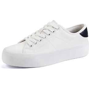 JABASIC Platform Sneakers for Women Fashion Tennis Shoes Lace-Up Casual Walking Sneaker