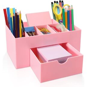 Desk Organizer, Desktop Organizer with Pen Holder, Pencil Holder for Desk， Pencil Cup， Office Supplies Desk Organizer and Accessories, 8 Compartments (Purple)