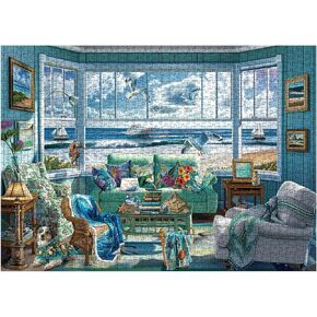 Beach Summer House Puzzles for Adults 1000 Piece, Hawaii Florida Maine Ocean Jigsaw Puzzles, Seashore House Puzzles - Seaside Retreat