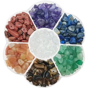 480pcs Beads for Jewelry Making Bulk, Natural Crystal Round & Chip Beading with Long-Lasting 18K Gold Plated Spacer Beads for Charms Bracelets Making