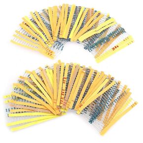 JacobsParts 1/4W Metal Film Resistors Assortment Pack, 30 Values (10 Ohm - 1M Ohm) - Pack of 600