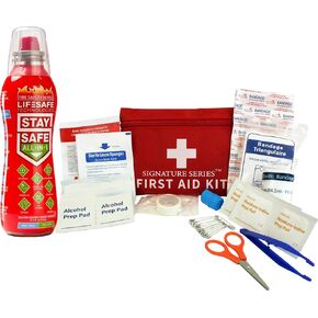 LifeSafe Technologies StaySafe All-in-1 Portable Fire Extinguisher for Home, Kitchen, Car, Garage, Boat | The Best Compact Extinguisher That Tackles 10 Types of Fire with Signature First Aid Kit
