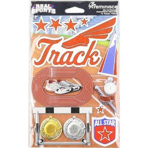 Reminisce Real Sports Dimensional Stickers 4.5"X6" Sheet-Track