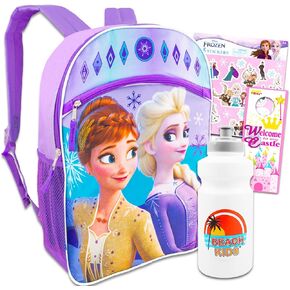 Disney Frozen Backpack for Girls - 16" Frozen Backpack, Water Bottle, Stickers, and More | Disney Frozen School Supplies Bundle