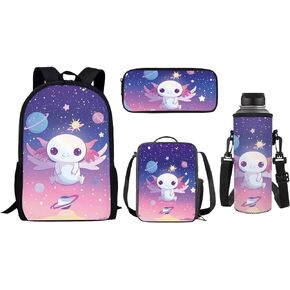 JEOCODY American Soccer School Backpack and Lunch Box for Boys School Bags Set Elementary School Bags with Pencil Case and Bottle Holder for Kindergarten Primary School Bookbag Set of 4