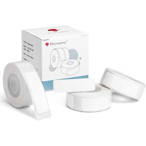 White Thermal Label Tape Adhesive Label for Phomemo Q31/D30 Label Makers, 3/8" X 1 1/2" (12mm X 40mm), Strong Adhesion, Waterproof, 3 Rolls