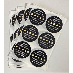 2 inch 300PCS Black 5 Star Delivery Labels Stickers Waterproof Stickers for Delivery Driver