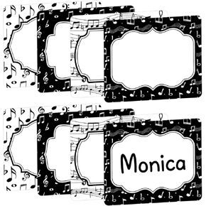 104 Pcs Music Notes Name Tag Stickers -3''x 2.5'' Self Adhesive Name Stickers Gift Tag Labels for Classroom Party Office Home Conferences
