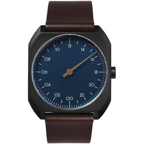 slow mo 16 - Brown Leather, Anthracite Case, Light Blue Dial