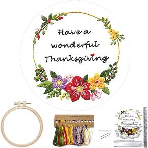 FONNUY Embroidery Kit for Beginners，Plants Flowers Pre-Stamped Pattern Kits for Adults with Hoop (You're My Sunshine)