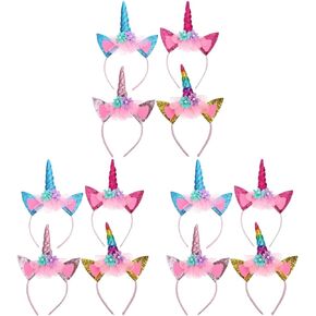 FRCOLOR 8 Pcs Unicorn Headband Unicorn Headdress Party Headwear Embellished Headbands for Women Unicorn Party Headband Bride Tiara Unicorn Ear Headband Greeter Cosplay Head Button Child