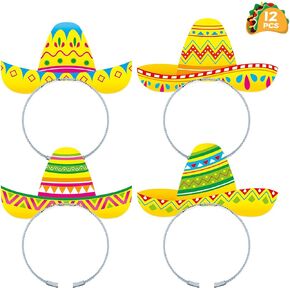 FRIDAY NIGHT 12Pcs Sombrero Headband Hats Cinco De Mayo Party Supplies Decorations Fiesta Party Supplies,Mexican Themed Fiesta Party Favors Props