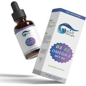 Maximum Strength Vitamin D3 & K2 + MCT Oil & Omega 3: Liquid Drops for Immune System, Brain Function & Energy (No Fillers, Non-GMO, 2 Fl Oz)