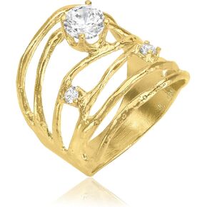 خواتم من الذهب عيار 14 قيراط فوق الفضة الاسترليني مع 1.75 TCW سلك زركونيا مكعب ملفوف متعدد الخيوط، خواتم ذهبية أنيقة، هدايا للنساء، مجوهرات جمالية، خواتم للنساء، مجوهرات ذهبية للنساء in Kuwait