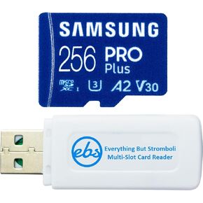 Samsung Pro Plus 256GB MicroSDXC UHS-I Memory Card with Adapter for DJI Drone and Camera - Mini 4 Pro, Air 3 and OSMO Action 4 (MB-MD256SA) Bundle with 1 Everything But Stromboli Micro SD Card Reader