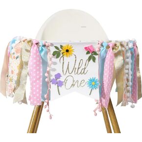 Wild flower High Chair Banner - Girls Wild One 1st Birthday Decoration, Floral Theme Highchair Banner, Our Little Wild flower Is Turning One Birthday Decor, Spring Girls First Birthday Banner
