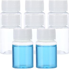 PATIKIL 8 Pcs 20ml Reagent Bottles, PET Small Mouth Round Bottles with Screw Cap for Lab Water Reagent Liquids Solid Sample Storage Seal, Translucent White