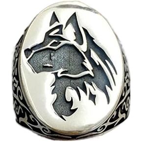 خاتم الذئب، خاتم رأس الذئب الفايكنج الشمالي للرجال، خاتم الطوطم الذئب القوطي، خاتم الهيب هوب الذئب الحيواني للأولاد، خاتم الذئب الشرير ريترو روك وولف الحيوان مجوهرات in Kuwait
