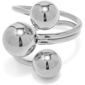 Minimalist Ball Statement Ring for Women Girls Men Gold Plated Stainless Steel Layered 3 Round Balls Open Wrap Finger Rings Comfort Fit Geometric Unique Christmas Birthday Party Jewelry Gift Size 8