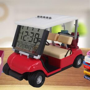 Newest Version LCD Display Mini Golf Cart Clock for Golf Fans Great Gift for Golfers Race Souvenir Novelty Golf Gifts (White)