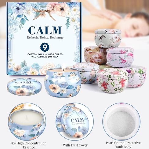 Scented Candles Set, 22.5 oz 9 Pack Candles for Home Scented, 135-180 Hours Candle Gift Set for Men and Women, Scented Candles Gift Set for Birthday, Valentine's Day, Christmas in Saudi Arabia
