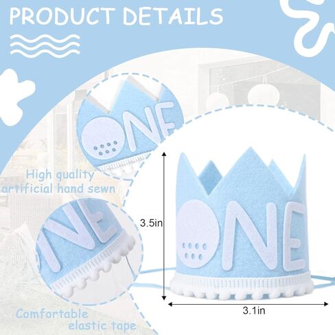 تاج الجولف لعيد الميلاد الأول للأولاد - ديكور عيد الميلاد الأول للجولف، حفلة عيد ميلاد واحدة للجولف، فتحة في تاج واحد، حفلة بطابع الجولف in Kuwait