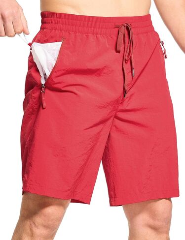 FitsT4 Sports Men's Quick Dry Swim Trunks Without Mesh Liner,Board Shorts with Pockets,Drawstring Elastic Waist,9 Inch Inseam in Saudi Arabia
