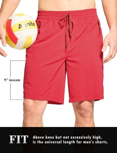 FitsT4 Sports Men's Quick Dry Swim Trunks Without Mesh Liner,Board Shorts with Pockets,Drawstring Elastic Waist,9 Inch Inseam in Saudi Arabia