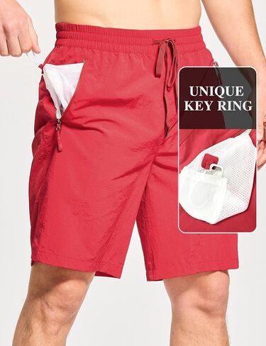 FitsT4 Sports Men's Quick Dry Swim Trunks Without Mesh Liner,Board Shorts with Pockets,Drawstring Elastic Waist,9 Inch Inseam in Saudi Arabia