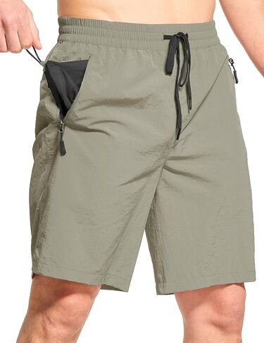FitsT4 Sports Men's Quick Dry Swim Trunks Without Mesh Liner,Board Shorts with Pockets,Drawstring Elastic Waist,9 Inch Inseam in Saudi Arabia