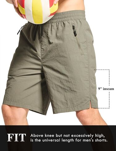 FitsT4 Sports Men's Quick Dry Swim Trunks Without Mesh Liner,Board Shorts with Pockets,Drawstring Elastic Waist,9 Inch Inseam in Saudi Arabia