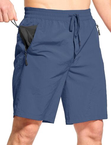 FitsT4 Sports Men's Quick Dry Swim Trunks Without Mesh Liner,Board Shorts with Pockets,Drawstring Elastic Waist,9 Inch Inseam in Saudi Arabia
