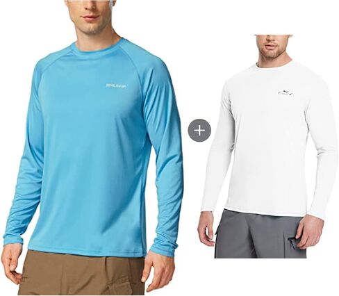BALEAF Men's Sun Protection Shirts UV SPF T-Shirts UPF 50+ Long Sleeve Rash Guard Fishing Running Quick Dry in Saudi Arabia