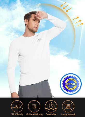 BALEAF Men's Sun Protection Shirts UV SPF T-Shirts UPF 50+ Long Sleeve Rash Guard Fishing Running Quick Dry in Saudi Arabia