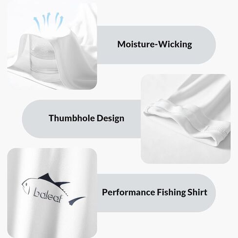 BALEAF Men's Sun Protection Shirts UV SPF T-Shirts UPF 50+ Long Sleeve Rash Guard Fishing Running Quick Dry in Saudi Arabia