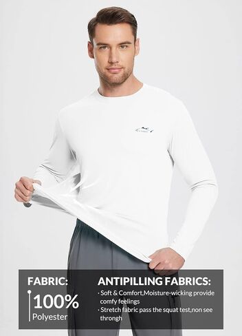 BALEAF Men's Sun Protection Shirts UV SPF T-Shirts UPF 50+ Long Sleeve Rash Guard Fishing Running Quick Dry in Saudi Arabia
