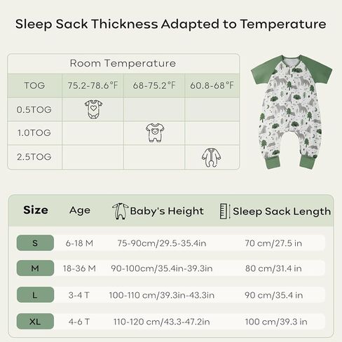 Yoofoss Muslin Toddler Sleep Sack 6-18 Months with Feet 0.5 TOG Soft Lightweight Baby Sleeping Bag with Legs for Walkers 2-Way Zipper Wearable Blanket in Saudi Arabia