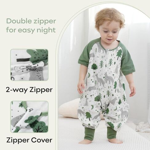 Yoofoss Muslin Toddler Sleep Sack 6-18 Months with Feet 0.5 TOG Soft Lightweight Baby Sleeping Bag with Legs for Walkers 2-Way Zipper Wearable Blanket in Saudi Arabia
