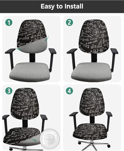 غطاء كرسي المكتب غطاء كرسي مكتب رياضي وهندسي قابل للتمدد، أغطية كرسي كمبيوتر عالمية مرنة، صيغ علمية، سبورة طباشير، أغطية حماية للكرسي الدوار قابلة للتمدد in Kuwait