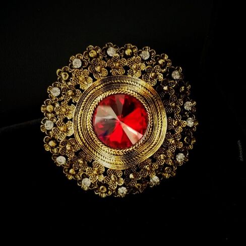 Antique Style Large Glass Stone Round Sash Brooch Pin Art Nouveau Jewelry in Saudi Arabia